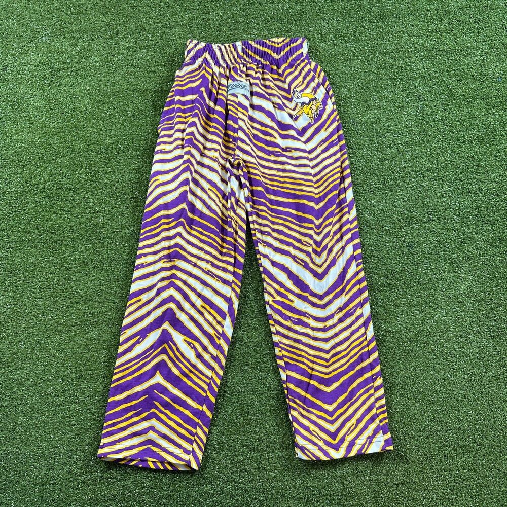 Zubaz Minnesota Vikings Zebra Pants Kids 6/7 Purple Gold NFL NWOT